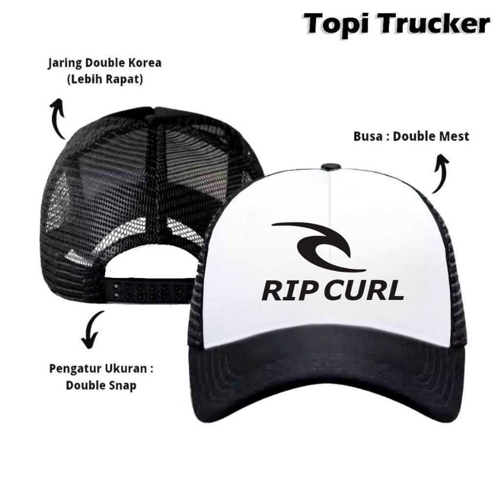 Topi ripcurl jaring distro pria wanita trucker bahan adem dan tebal