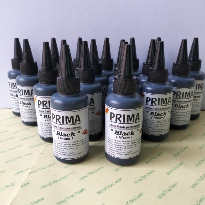 

Tinta stempel permanen 3 in 1 kemasan 100 ml bisa untuk plastik - Hitam