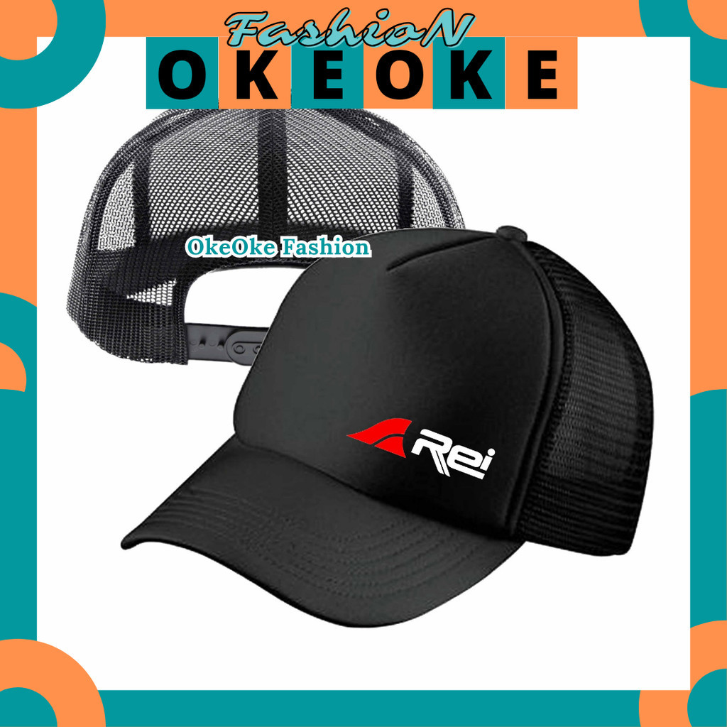 OkeOke Fashion Topi Trucker REi - Topi Distro REi Logo - Topi REi Premium - Topi Pria Dewasa - Topi 