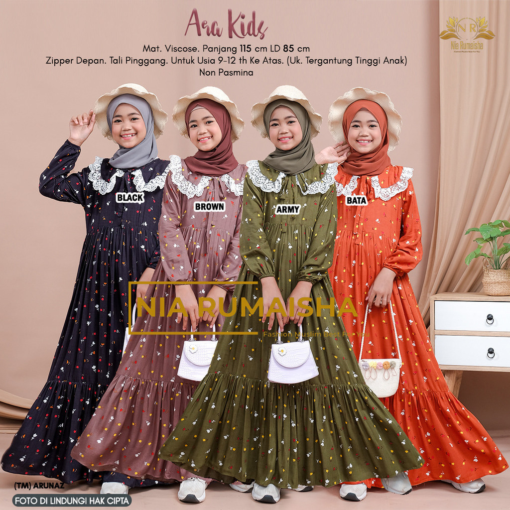 100% Original Gamis Remaja Umur 7 Tahun / Gamis Anak Remaja Umur 12 Tahun / Baju Muslim Modern Polka