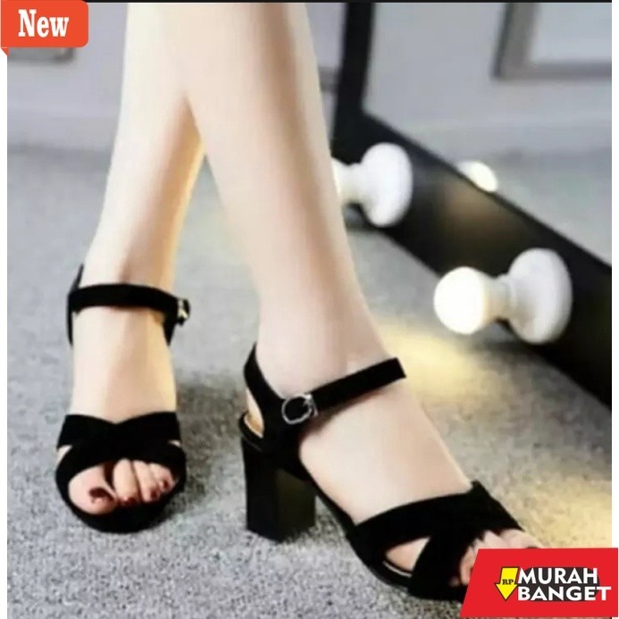 Heels wanita terkini- HEELS TAHU/KOTAK FASHION SILANG ELEGAN