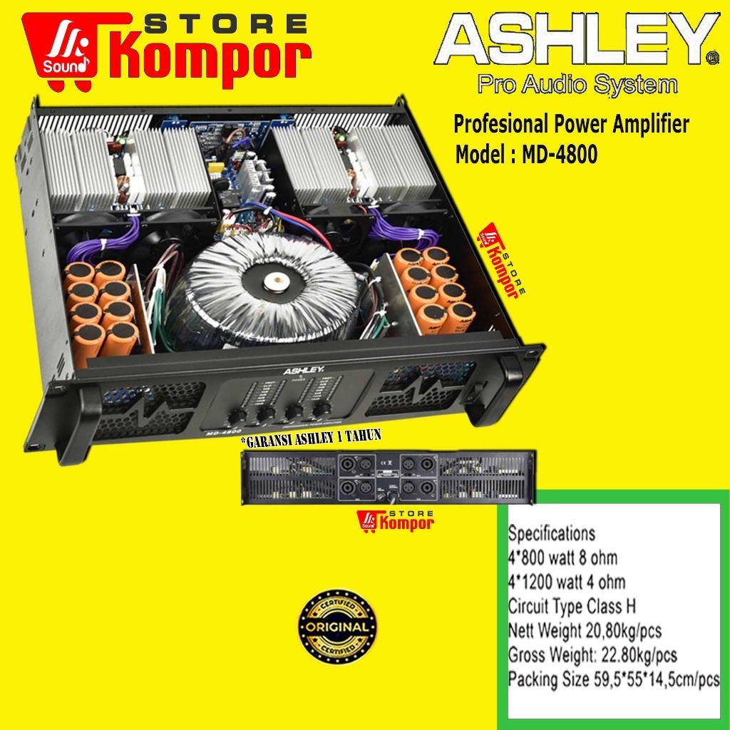 POWER AMPLIFIER ASHLEY MD4800 / MD 4800 4 Channel