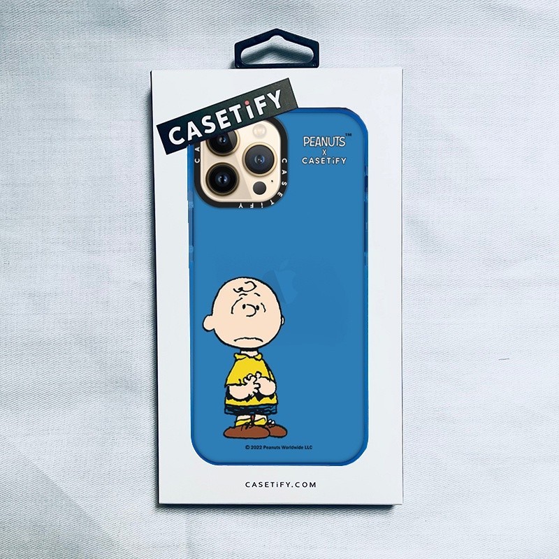 CASETiFY X PEANUTS Single Charlie Deep Blue Case IPhone 13 12 11 Pro Max Mini XS MAX XR X SE 6 6S 7 8 Plus Soft Case