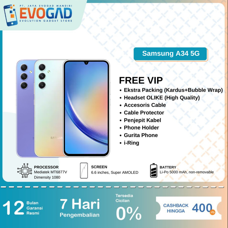 Samsung Galaxy A34 5G 8/256 | 8/128 Android 13 - Garansi Resmi SEIN