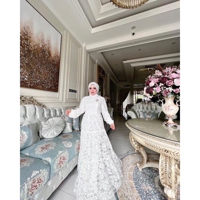 dress brokat full import by shellasaukia