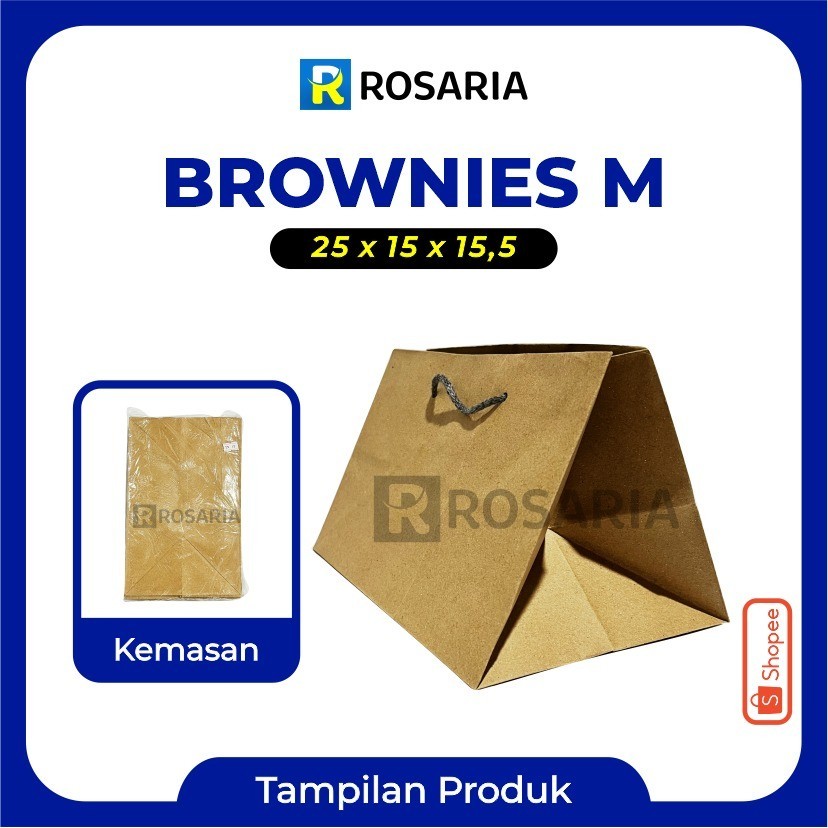 

TAS KERTAS BROWNIES M 25x15x15,5 COKLAT Merk AREMA PaperBag Souvenir Hajatan Kado Hampers Lusinan