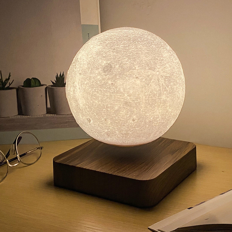 Figurine Moon Night Light - Levitating Magnetic Suspended Miniature Lamp, Unique Romantic Gift for H
