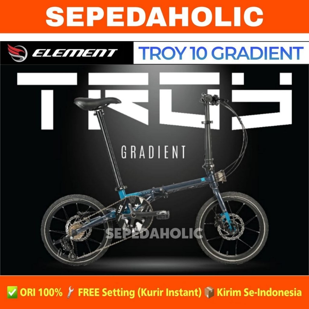 Sepeda Lipat ELEMENT TROY 10 SPEED GRADIENT Chromoly 16 Inch