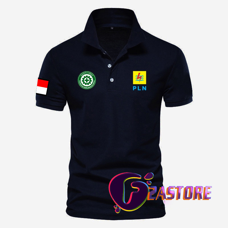 BAJU KERAH MODEL POLO SERAGAM LOGO PLN SAFETY FIRST CJ.52