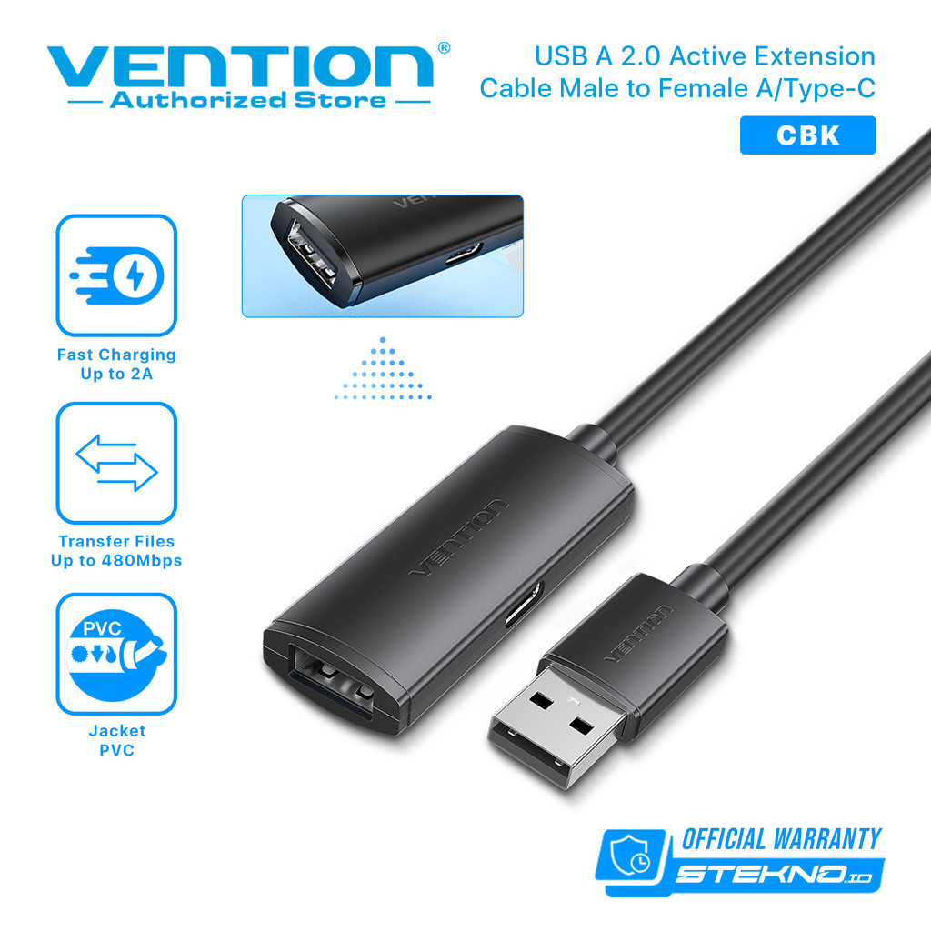 Vention Kabel Perpanjangan Extension USB A 3.0 2.0 Male to Female with Type C Power Supply