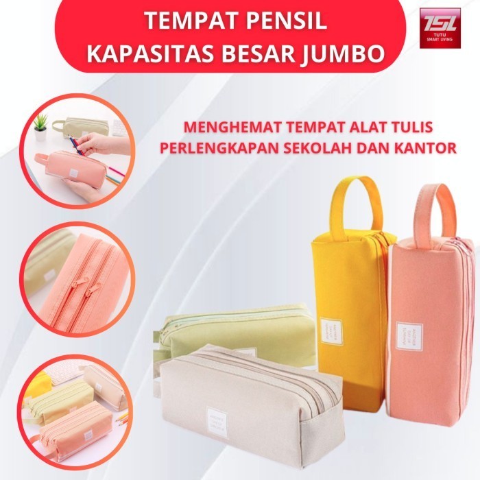 

[[ L8ID - BEST SELLER ]] TUTU Tempat Pensil Kapasitas Besar Jumbo Study Menghemat Tempat - Merah Muda