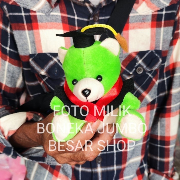 BONEKA TEDDY TEDY BEAR BERUANG TOGA TOPI GRADUATION WISUDA HIJAU HITAM
