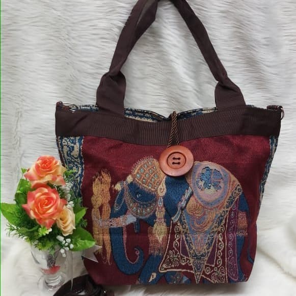 tas Thailand jumbo /oleh oleh bangkok/ tas etnik Thailand 2 in 1