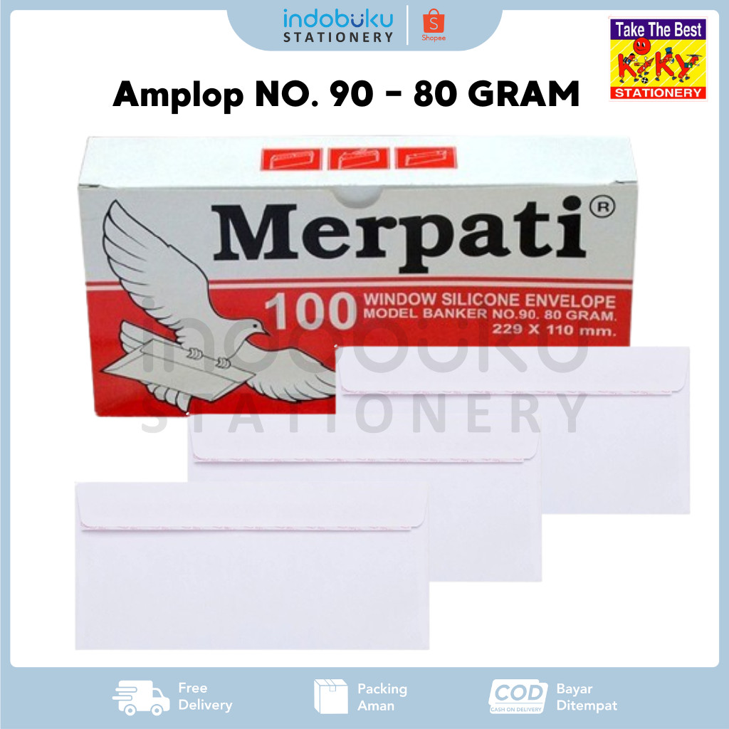 

Amplop Merpati Merah NO. 90 - 80 GRAM Ukr 229 x 110 mm - 1 Pack isi 100 Amplop 62475002