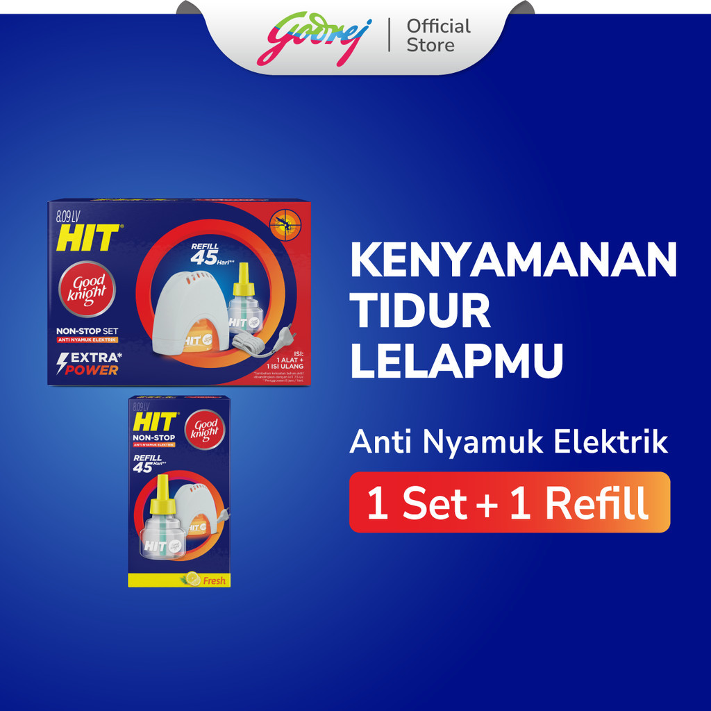 Hit Good Knight Non Stop Set + 1 Refill Fresh - Obat Nyamuk Elektrik - Bunuh Nyamuk Penyebab Demam B