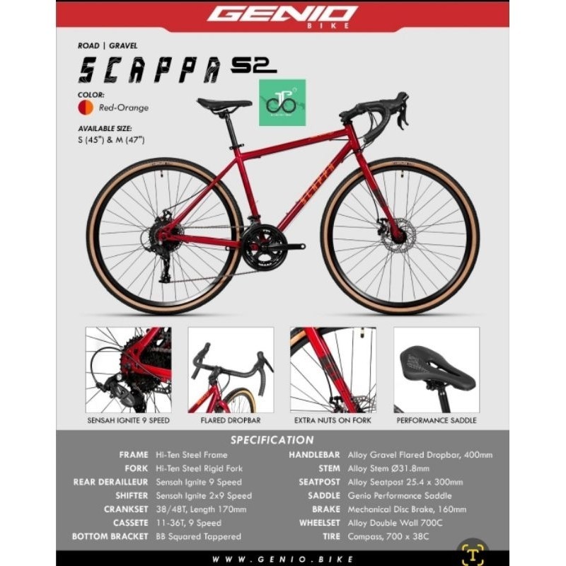 Sepeda Roadbike Gravel Genio Scappa S2 TERBARU GEN3 (s 2)