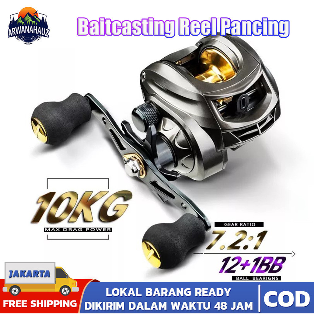 (COD) Baitcasting Reel Pancing 12+1BB Stainless Ball Pancing Premium Standard Rell 7.2:1 Gear Ratio 