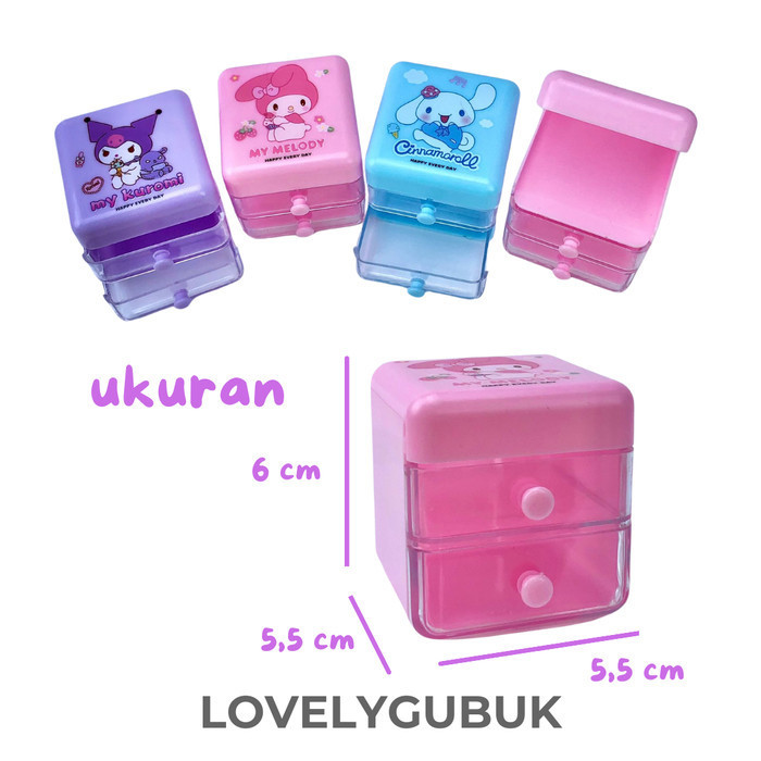 [LOGU] Laci mini kuromi cinnamoroll lucu, Mini Drawer, Laci kecil tempat aksesoris, Mini storage