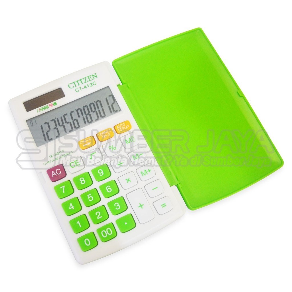 

Kalkulator Pocket Saku Ctttzen CT-412 C Warna 12 Digits Check Correct