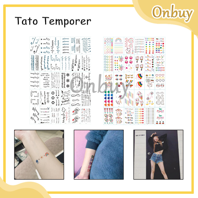 Stiker Tato Temporary / Tattoo Temporer Sticker Anime Stiker Animasi 3D Bunga Kupu-kupu Mawar