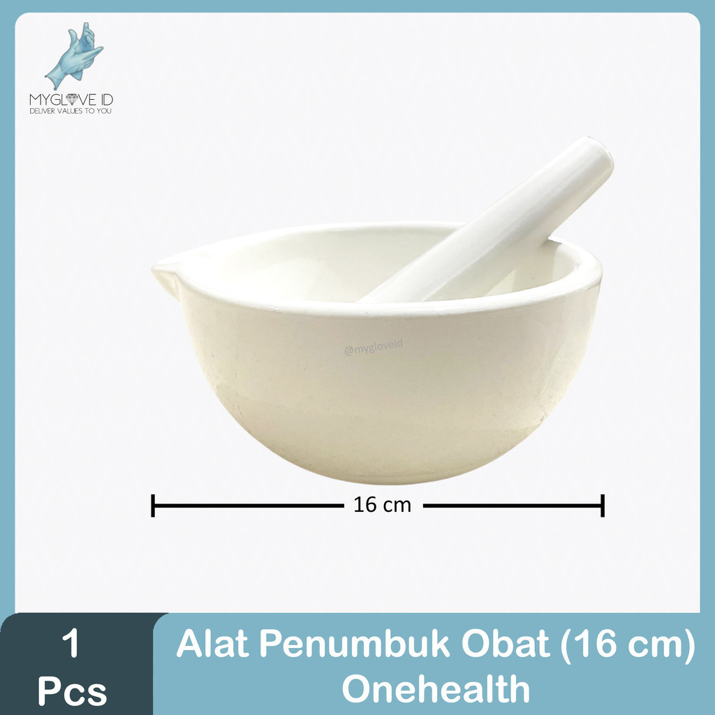 Mortar and Pestle / Alat Penggiling Obat / Lumpang dan Alu 16 cm Onehealth