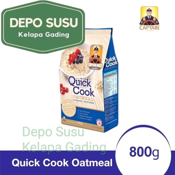 

Terbaru- Captain Oats Oatmeal 800gr Instant Quick Cook Rolled Oat Breakfast 800 - Quick Cook 1kg