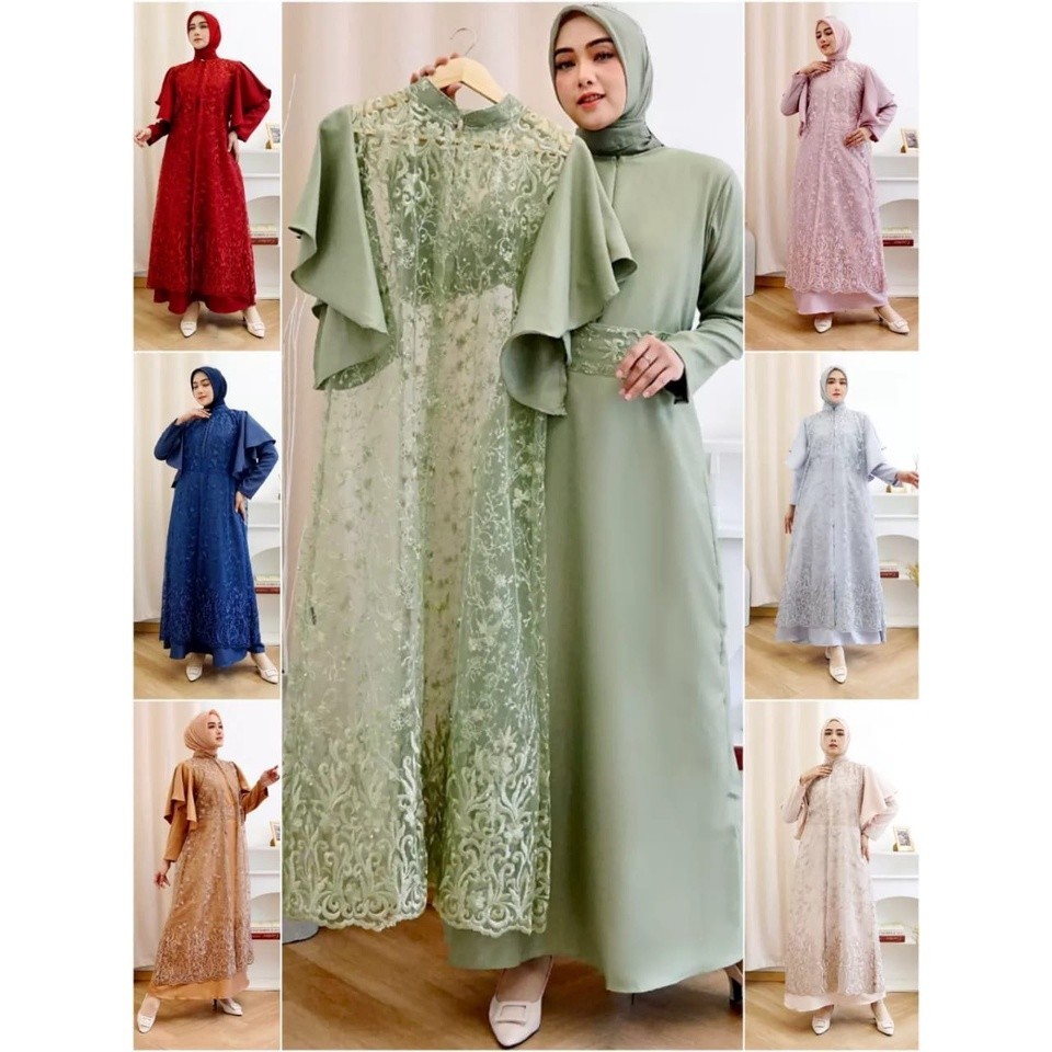 Georgina Dress Lebaran Kondangan Inner Belt Outer L XL XXL Premium Jumbo Mewah Gamis Muslim Produk T