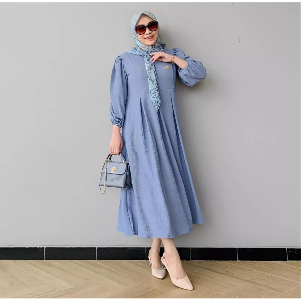 Others Gamis Bahan Crinkle Terbaru Dress Wanita Muslim Gamis Simple Elegan Modern Gamis Jumbo Murah 