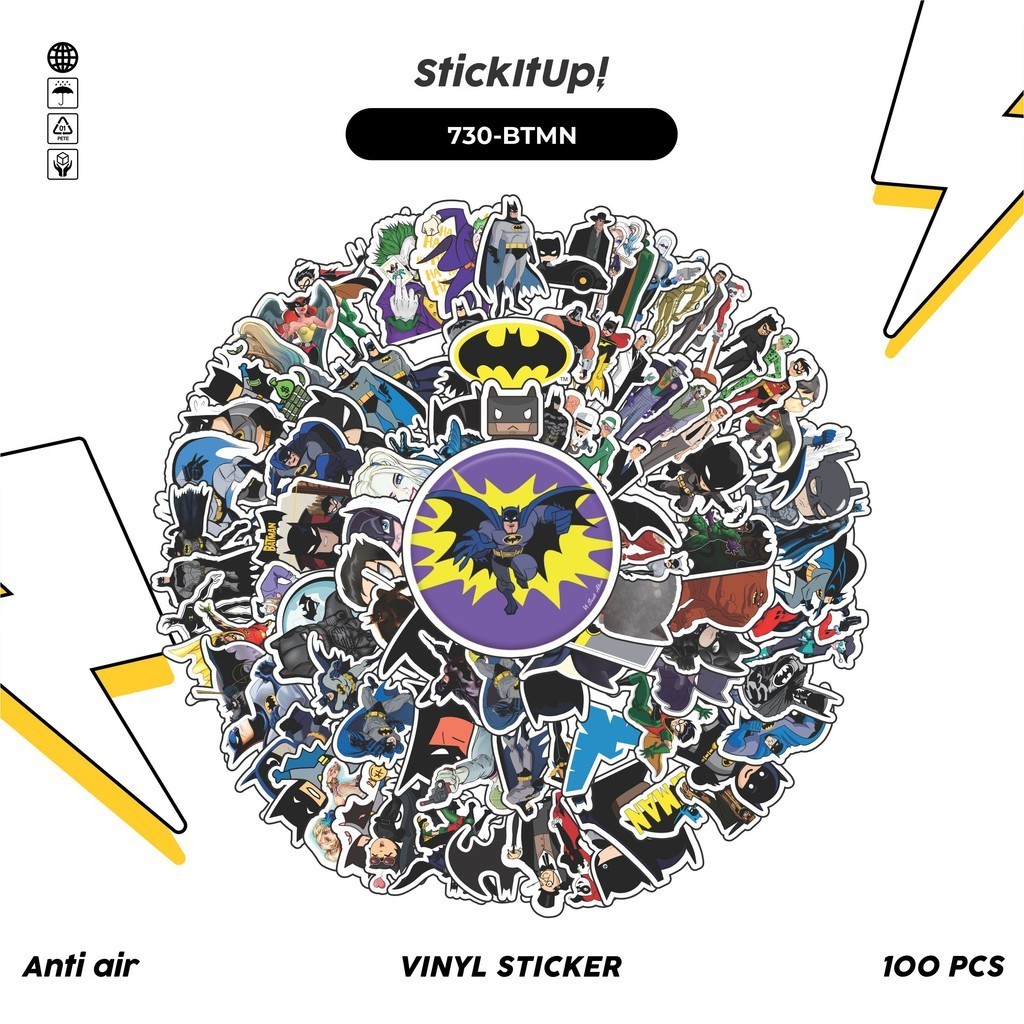 

COD✨ 100 Pcs Stiker Pack Batman Lucu Aesthetic Vynil Waterproof untuk Freebies Sticker Buku Journal Casing HP Laptop