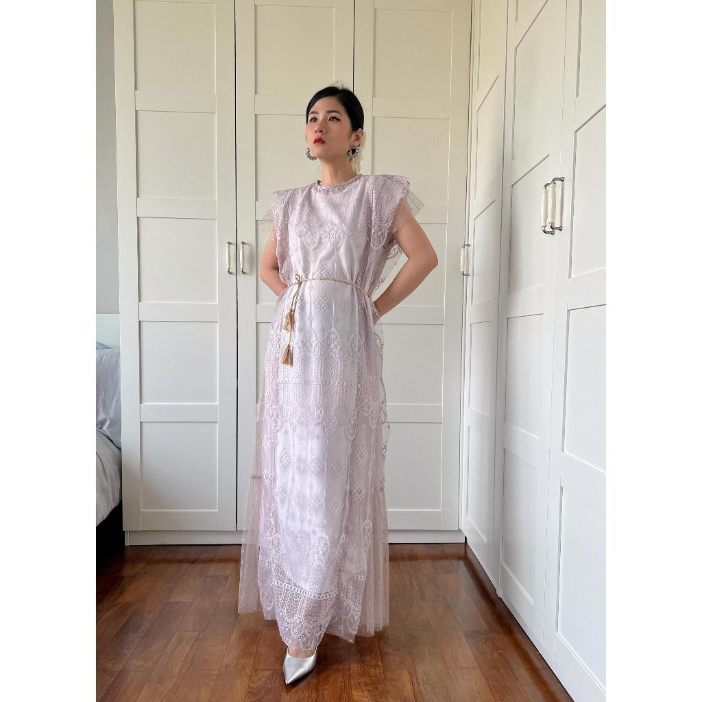 Aveline Dress Outer - Long Outer Cardigan Brukat Renda Tile Etnik Malika Import Premium