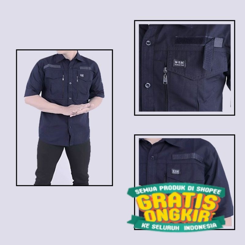 baju kemeja Tactical pria w Tac pendek/ jumbo big size besar