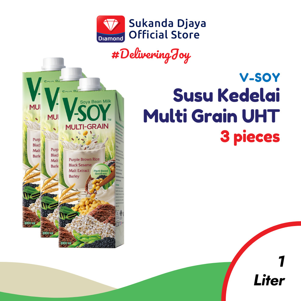 

V-Soy Susu Kedelai Multi Grain Soy Milk UHT 1 L ISI 3
