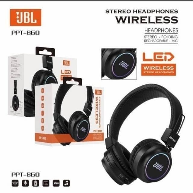 Handsfree bando bluetooth JBL PPT860 / Headphone bluetooth LED 860 PPT