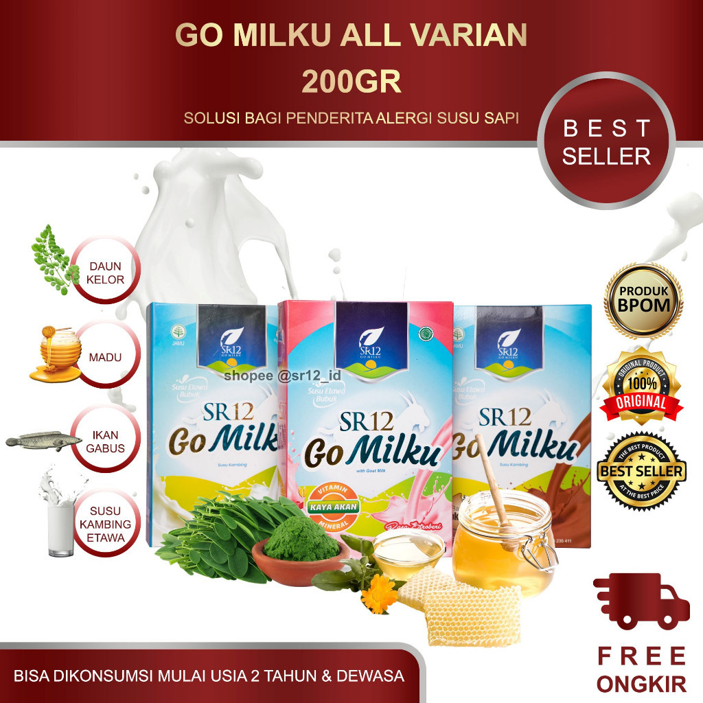 

GO MILKU SR12 200 GR / GOMILKU SR12 / SUSU KAMBING ETAWA SR12