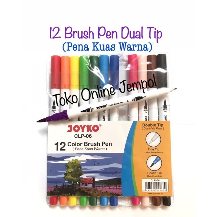 

BEST QUALITY~[Limited Stock] 12 Brush Pen Dual Tip Joyko CLP-06 Pena Kuas Warna spidol ATK1035JY