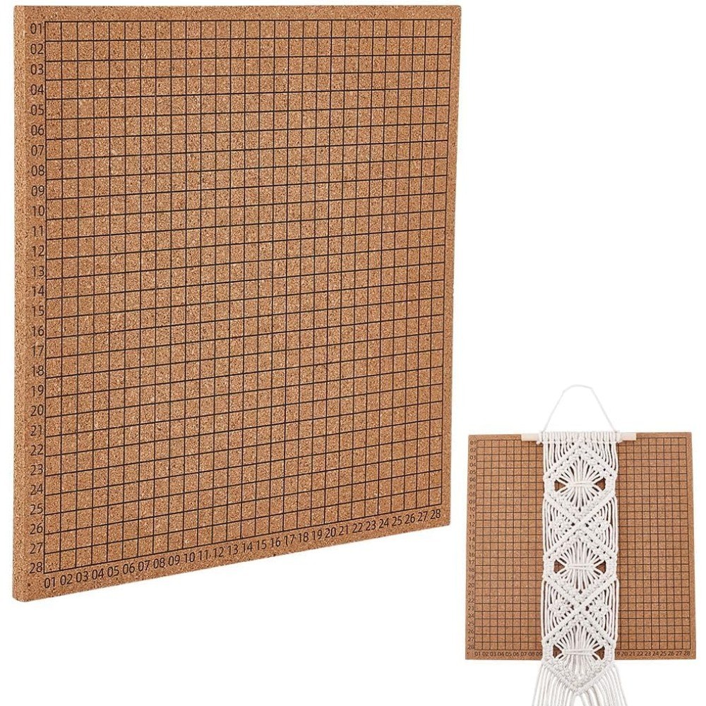 

11.8x11.8'' Macrame Board Crochet Blocking Board Cork Backing Board Square Handmade Braiding Craft Helper Board Double-Sided