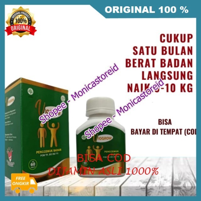 Viogrow 100% ORI Obat Herbal Penggemuk Badan Permanen Serta Penambah Nafsu Makan Badan Cepat Gemuk C