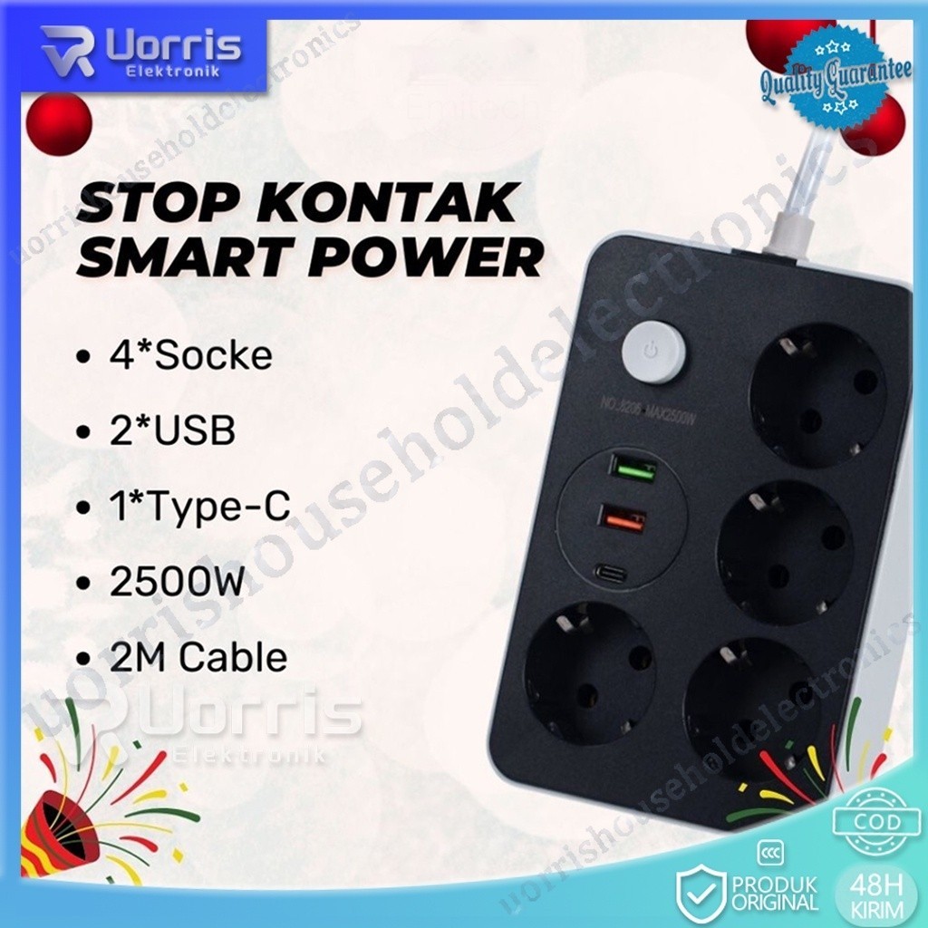 Colokan Listrik USB Smart Power Strip Stop Kontak Colokan 4 lubang colokan 2 Smart USB 3 Smart USB P