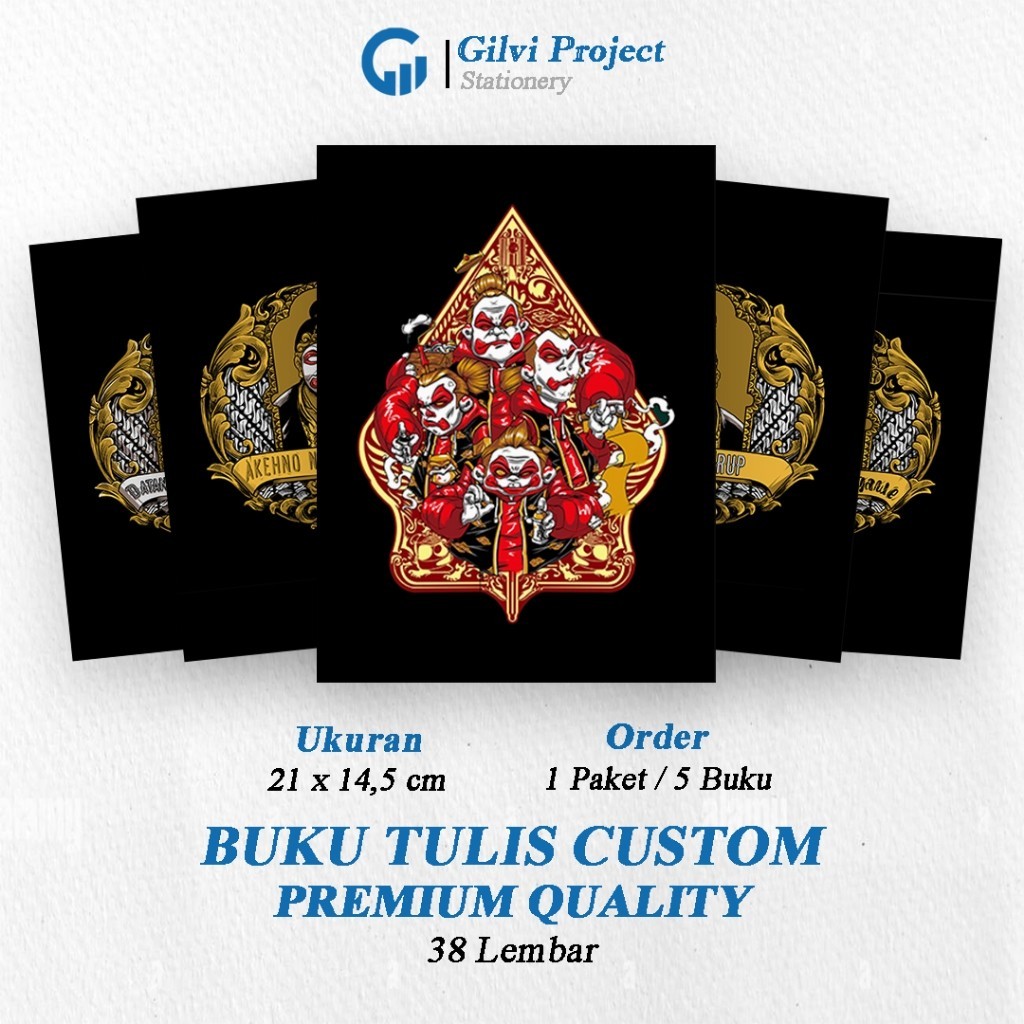 

Buku Tulis Sekolah Custom Tema WAYANG PUNOKAWAN Bergaris 38 Lembar 1 Pak Isi 5 Buku/ Buku Tulis Anime/ Buku Aesthetic/ Buku Catatan