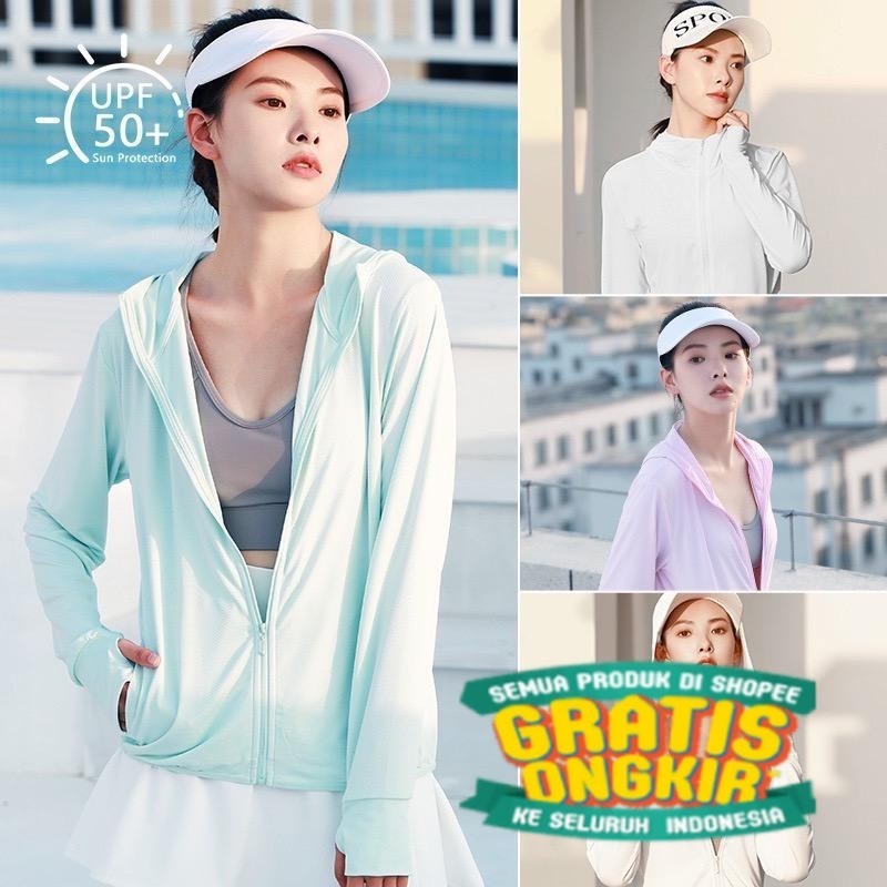 

GRACIOUSTYLE - Jaket Wanita Olahraga Mesh Hoodie Outdoor Sun Protection Anti UV UPF50+ 100% Original Jaket Jogging Anti Matahari/ ZUMA AEROBIK LANTAI