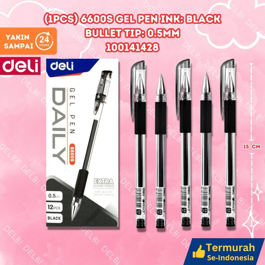 

Pulpen DELI Daily Gelpen 0.5mm - (1PCS) 6600S Gel Pen Ink Black Bullet tip 0.5mm