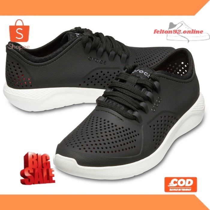 ✨BEST✨ -Crocs / Sepatu Crocs / Crocs Literide Pacer / Crocs Pria / Sepatu Pria - HITAM, M7