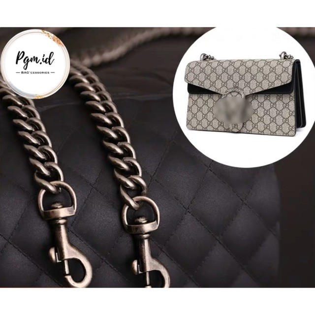 Aksesoris tas bag strap chain tali tas rantai gucci silver dope