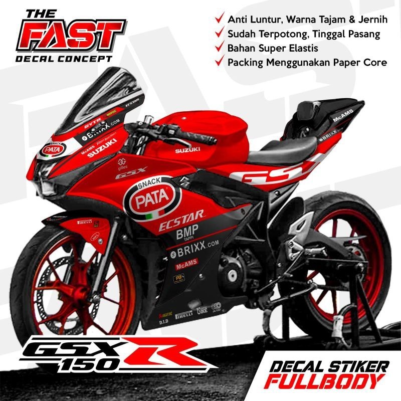 GSX 150R, GSX150R. Decal Variasi GSX PATA fullbody stiker variasi motor fullbody anti luntur. Decal 