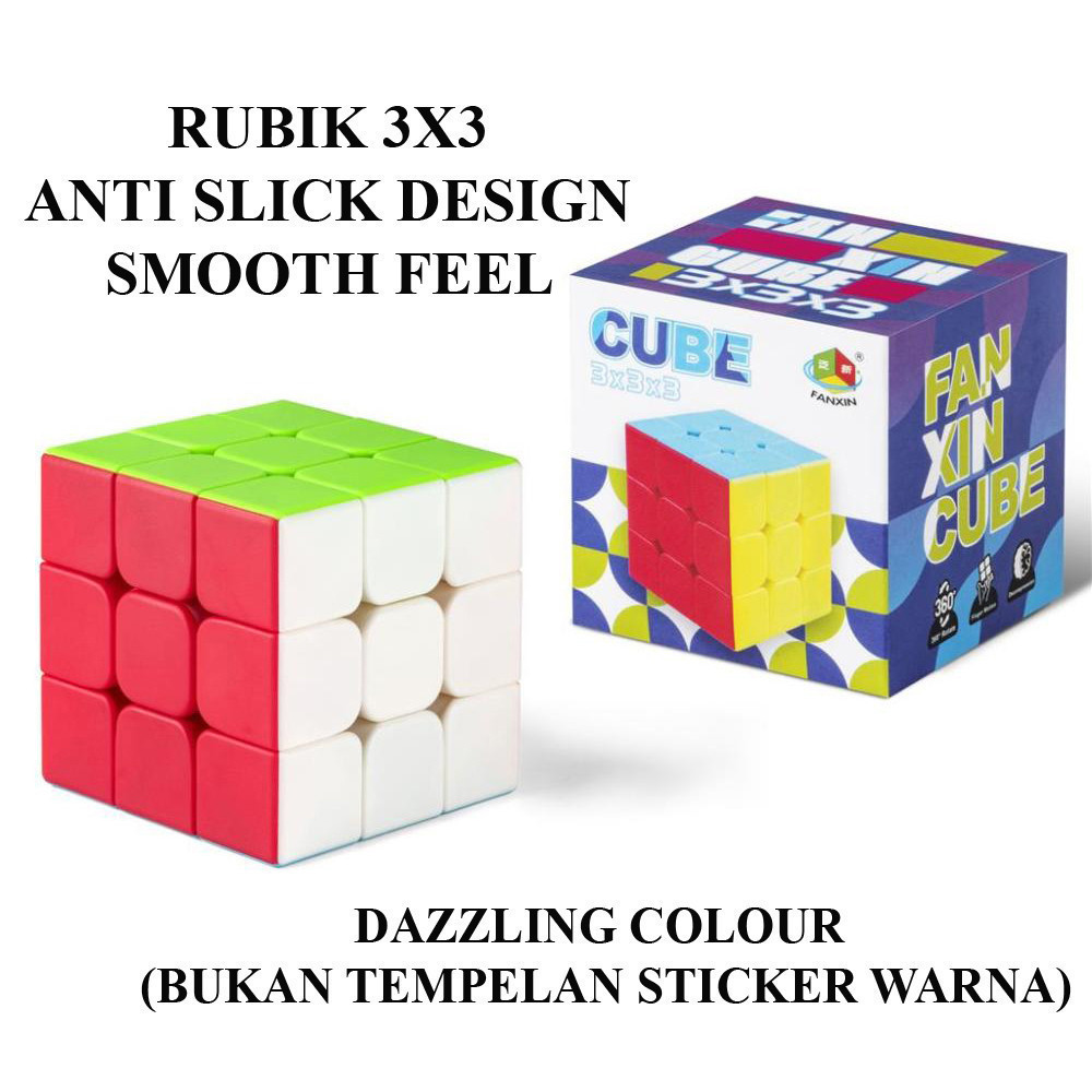 FUN TOYS RUBIK 3X3 FANXIN MAGIC CUBE SPEED CUBE ORIGINAL TANPA STICKER Gear Bagus