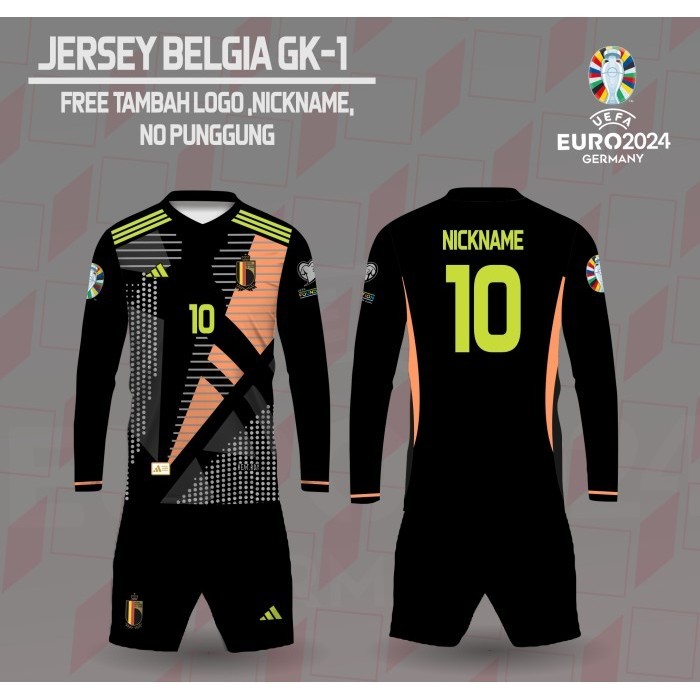 Setelan jersey kaos sepak bola kiper timnas belgia baju piala eropa jerman 2024 lengan panjang - Hit