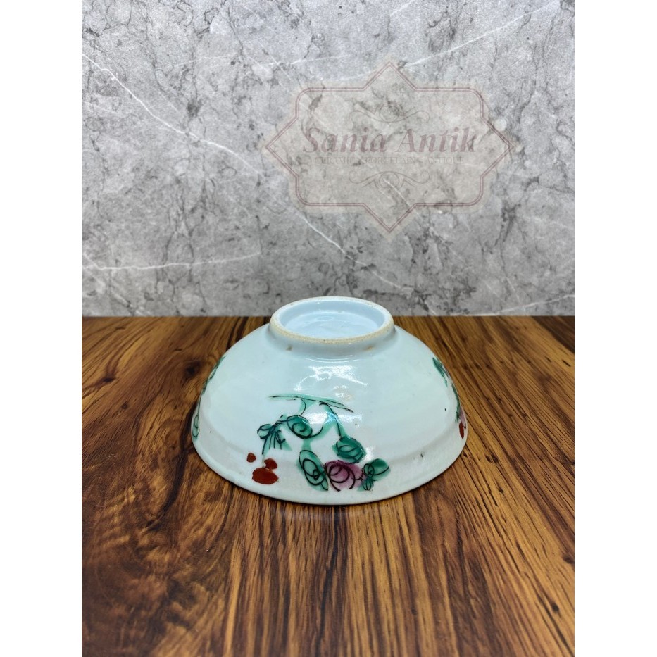 Barang Antik Mangkok Porcelain Famille Rose Bunga Porselen 2