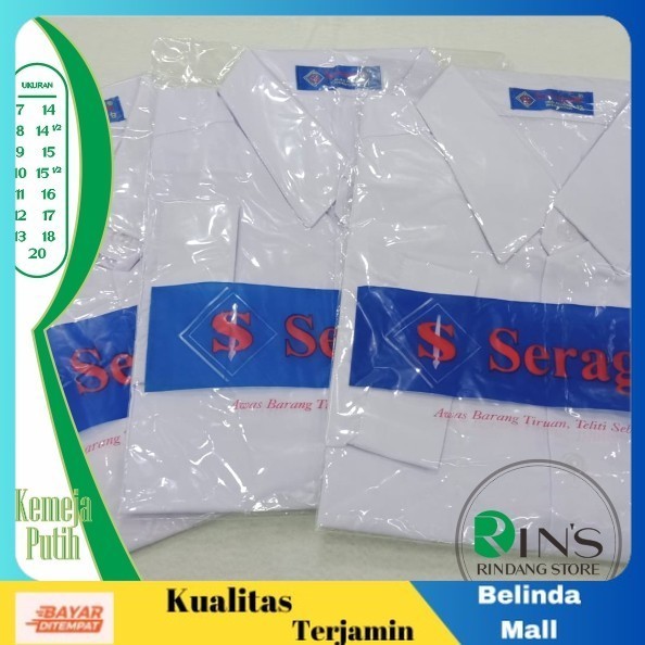 

⭐COD⭐ DISKON Kemeja Putih Tangan Panjang SD, SMP, SMA Merk "SERAGAM" Non Badge 8