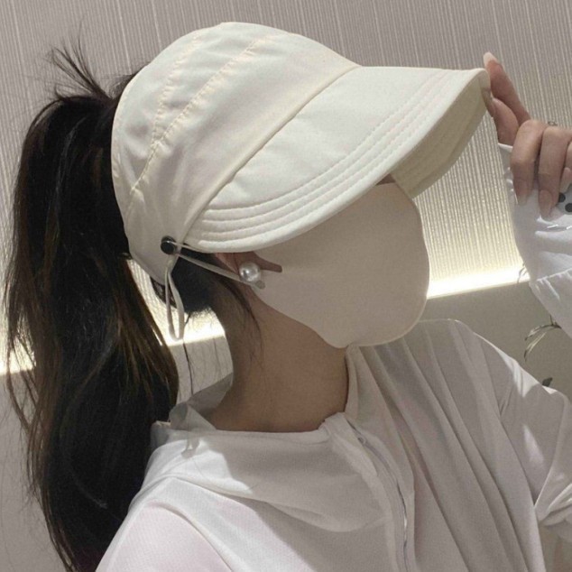 Topi Bucket Anti UV Korea Jepang Import Pria Wanita Fisherman Hat - Bolong Putih