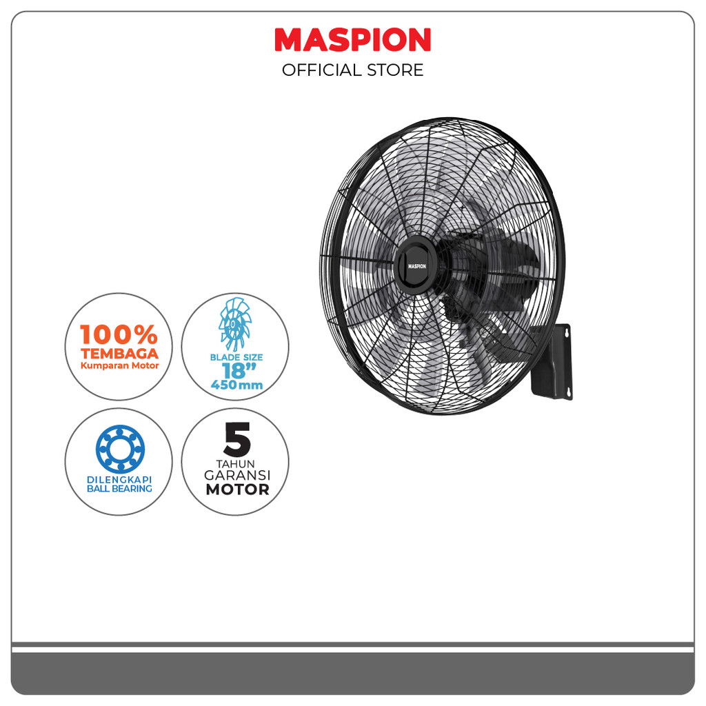 Maspion Power Wall Fan Kipas Angin Dinding 18 Inch PW-1820 RC